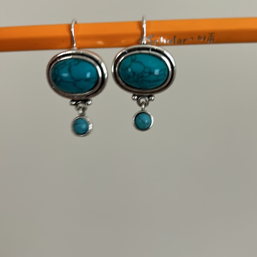 Blue green turquoise earrings